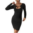 thumbnail image 2 of Gspmoly Robes d'Été pour Femmes 2025, Mode Femmes Aguichant Décontractée Fesses Col Rond Uni Robe à Manches Longues Robes de Soirée pour Femmes Économies d'Été, 2 of 6
