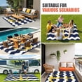 thumbnail image 5 of Outdoor Rug 3x5 ft Nautical Anchor Outdoor Large Area Rug Non Slip Rubber Blue and White Wave Stripes Front Door Mat RV Rug Camping Carpet Patio Outdoor Rugs for Backyard Balcony Deck Porch Indoor, 5 of 9