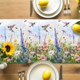 thumbnail image 4 of Watercolor Flower Table Runner, Hummingbird Hand-painted Flowers Bird Kitchen Table Runners Dress Scarves for Table Decorations Party/Restaurant/Indoor Outdoor Use, 13x36in, 4 of 9