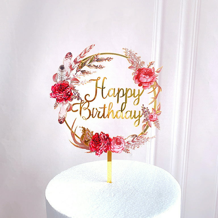 Happy Birthday Cake Topper, 6 Colors, Birthday Cake Topper, Cursive Acrylic  Cake Topper, Birthday Cake Decor, Calligraphy Font 2 