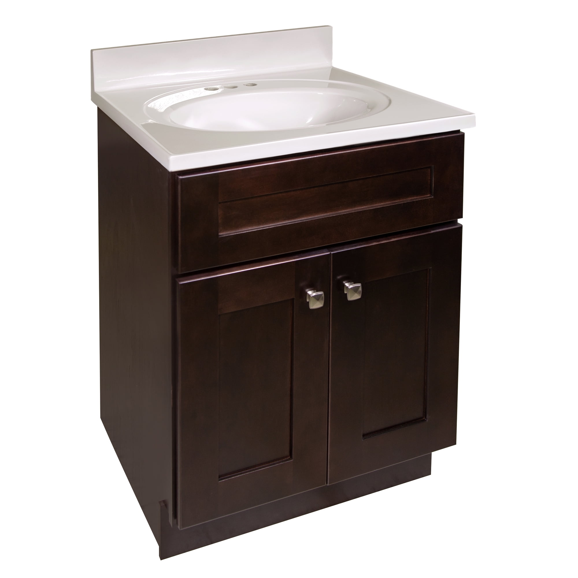Design House Brookings 25 Inch Unassembled 2 Door Bathroom Vanity In Espresso With Cultured Marble White On White Top Walmartcom Walmartcom