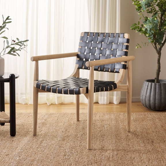 SAFAVIEH Dionne Accent Chairs, Natural/Black (22.8 in. W x 23.4 in. D x 32.9 in. H)