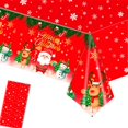 thumbnail image 1 of Christmas Tablecloth for Christmas Party 137*274cm Red Santa Snowman Xmas Table Cover,Disposable Christmas Plastic Table Cloth, 1 of 4