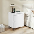 thumbnail image 4 of Gymax 2PCS Nightstand Mid Century Modern End Table w/Door Heavy-Duty Metal Legs, 4 of 10