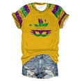 thumbnail image 2 of BOOMILK Mardi Gras Shirts for Women Plus Size Letter Print Graphic Tees Crew Neck Short Sleeve Summer Top, 2 of 4