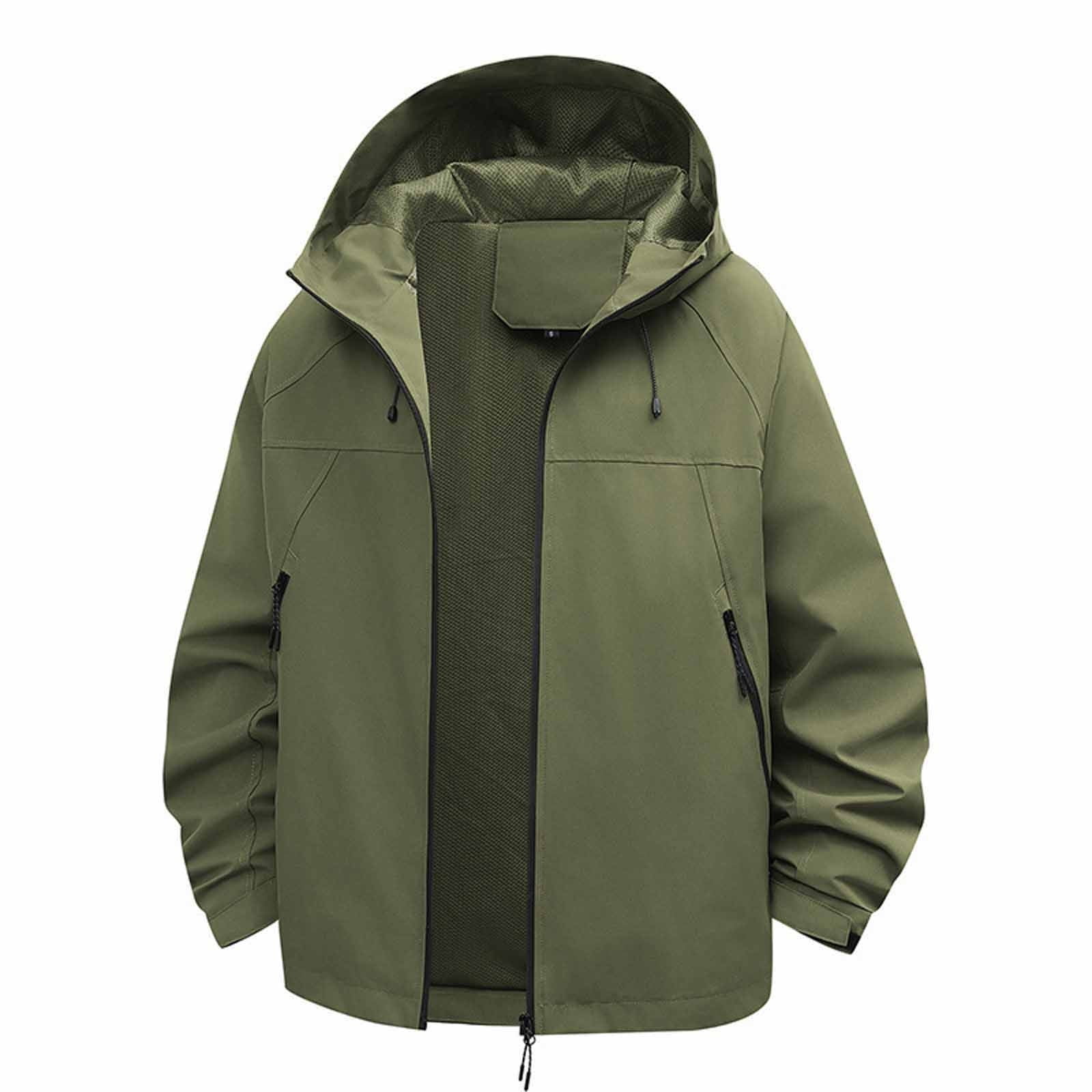 ylioge S-4X Plus Size Women Rain Jackets with Zipper Pockets and Hoodie Long Sleeve Casual Solid Color Zip Up Lightweight Waterproof Hiking Raincoats