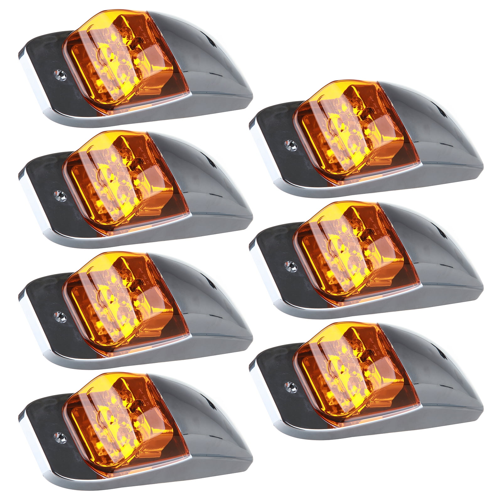 CCIYU 7pcs 7LED Amber Chrome Upper Marker Lights Universal Roof Running