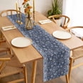thumbnail image 3 of Navy Blue Floral Table Runner - 72 Inch Long Ethnic Tribe Abstract Art Flowers Cotton and Linen Blended Dress Scarves Farmhouse Table Runner for Kitchen Dining, Coffee Table, 13" x 72", 3 of 8