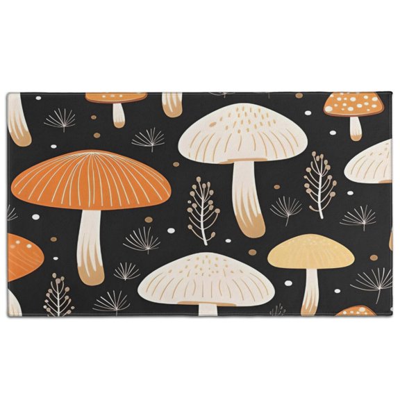Colorful Mushroom Plant Black Pattern Door Rugs,Washable Non Slip Door Mats Indoor,Decorative Door Mats,Entry Mat Indoor for Entrance,Bedroom,Kitchen,Bathroom,17"x30"