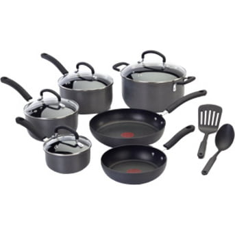 T-Fal Ultimate Hard Anodized 12pc Cookware Set - Dark Gray