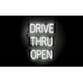 thumbnail image 1 of SpellBrite DRIVE THRU OPEN LED Sign for Business. 18.0" x 23.8" White DRIVE THRU OPEN Sign Has Neon Sign Look With Energy Efficient LED Light Source. Visible from 500+ Feet, 8 Animation Settings., 1 of 4