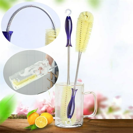 

EGNMCR Dish Brush Kitchen Essentials 2PC Long Handle Flexible Bottle Cleaning Brush Bending All Round Cleaning Elasticity Kitchen Ther-mos Teapot Cleaner Tool Cast Iron Scrubber