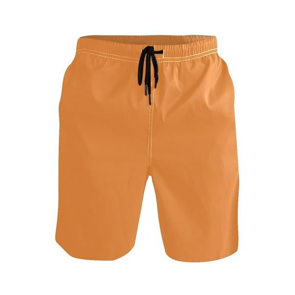 joogoo Men's Swim Trunks Orange Color Beach Shorts with Pockets M