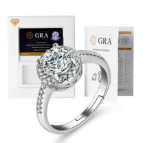 Luxury 1.0 CT Moissanite Diamond for Women Engagement Ring D Color VVS1 Jewelry 18k White Gold Over Silver Rings with Adjustable Open