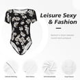 thumbnail image 6 of Uemuo Daisies Flowers Pattern Women's One Piece Short Sleeve Swimsuit Rash Guard Surfing Modest Quick-drying Swimsuit Beach Essentials-Large, 6 of 9