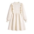 thumbnail image 2 of Odeerbi Kids Girls Mock Neck Sweater Dress Ruffle Long Sleeve A-Line Knit Dress for Fall Winter, 2 of 9