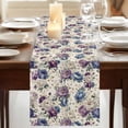 thumbnail image 3 of Table Runners 72 Inches Long Dress Scarves, Farmhouse Flowers Farmhouse Kitchen/Dining Table Runner, Coffee Tablerunners, Botanical Purple Blue Floral Plants 14x72 Inch, 3 of 9