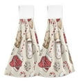 thumbnail image 2 of Holiday Themed Treats 2 Pack 14''x18'' Hand Towels Soft Coral Fleece Quick Dry Hook and Loop for Kitchen Bathroom, 2 of 7