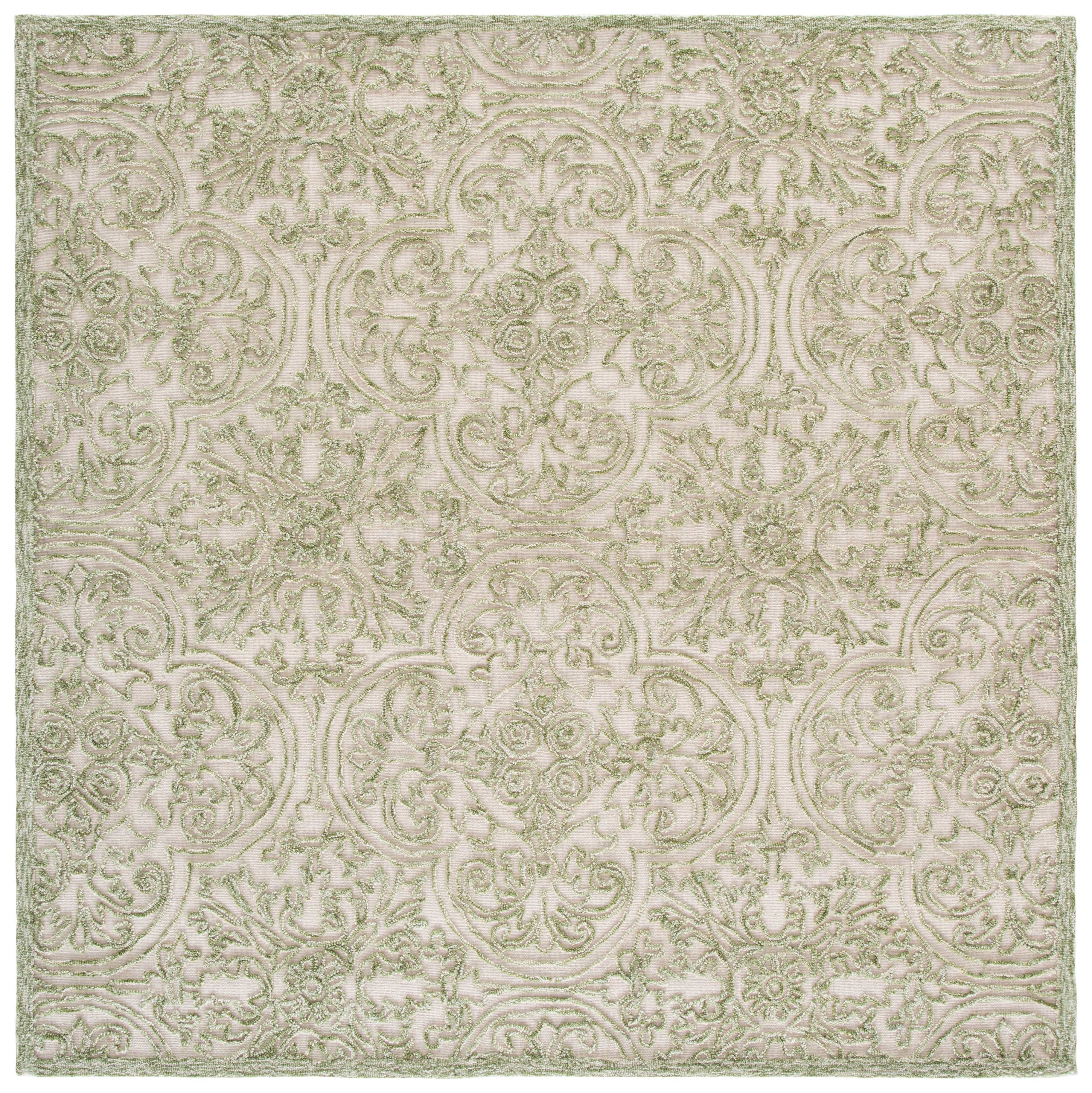 Safavieh Trace Burton Geometric Area Rug, Ivory/Green, 6' x 6' Square