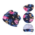 thumbnail image 3 of Gorro de natación elástico con patrón de flores 1 Pc 5.91"x9.25" Azul marino y rosa, 3 of 6