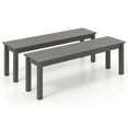 thumbnail image 1 of Patiojoy 2Pcs Outdoor Bench 2-3 Person HDPE Patio Bench 55" Backless Garden Bench with Slatted Seat Gray, 1 of 9