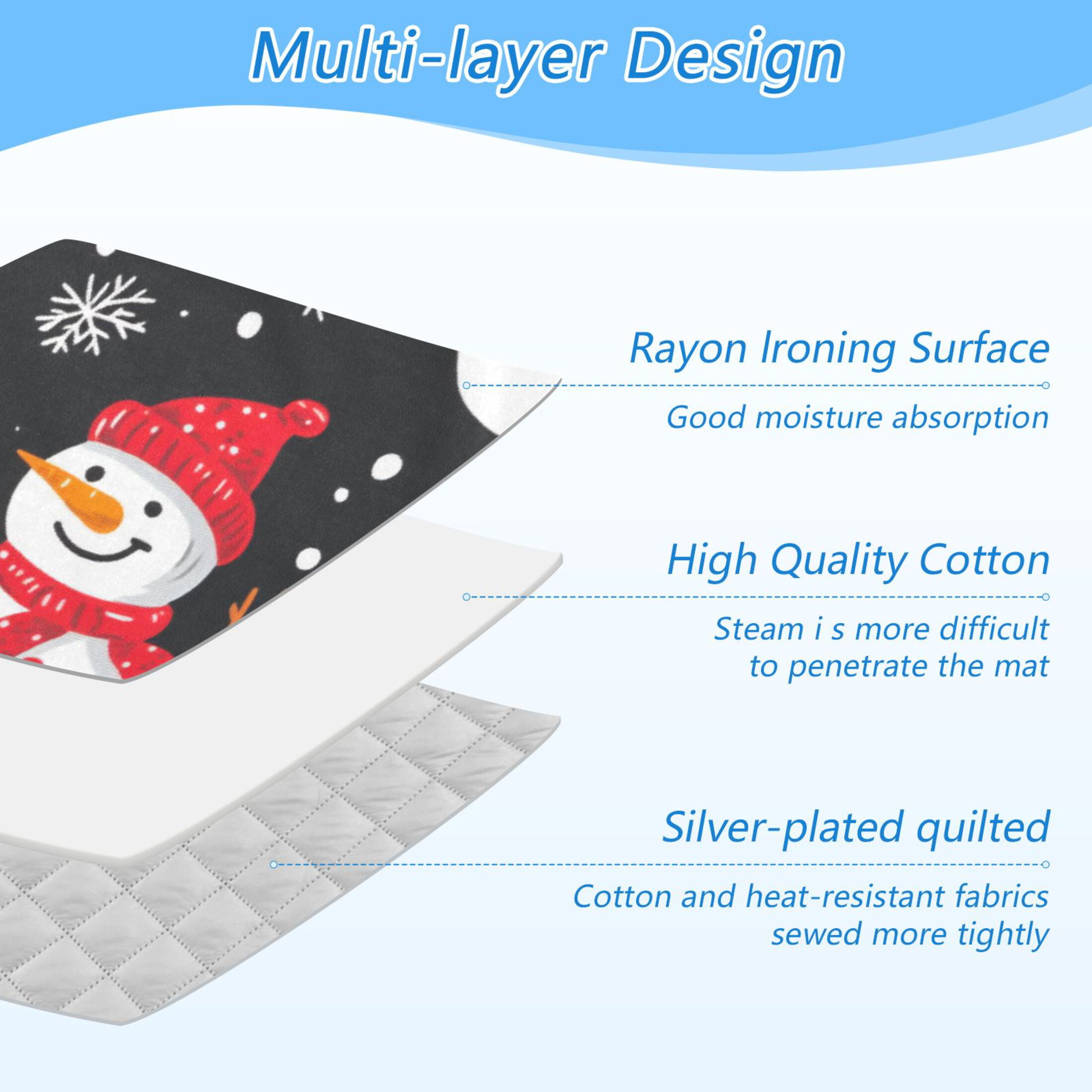 Snowman Black Background Ironing Mat Blanket for Table Top Travel Portable Ironing Board Pad 47.2x27.6 Inch