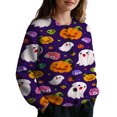 thumbnail image 3 of Halloween Girls Knitted Sweater Cardigan Spooky Print Stylish Fall Long Sleeve Button Down Casual Tops, 3 of 5