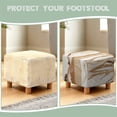 thumbnail image 6 of SCRAWLGOD Marble Print Creamy Beige Stretch Ottoman Covers, Soft Square Slipcover for Folding Storage Stool with Elastic Bottom Removable Furniture Protector, 6 of 7