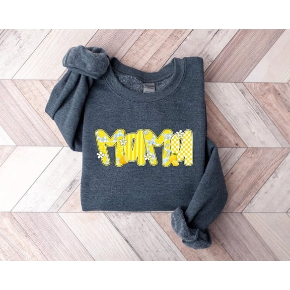 Gift for Mom, Preppy Lemon Mama Sweatshirt, Gift for Mothers Day Sweater, Yellow Floral Mom Hoodie