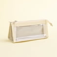 thumbnail image 2 of bbymog School Pencil Case Transparent Mesh Pencil Bag Large Capacity Zipper Storage Bag Student Exam Special Portable Pencil Bag Stationery Bag Beige Free Size, 2 of 6