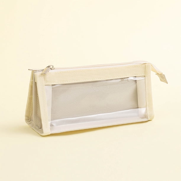 Pencil bag, mesh storage bag, large capacity zipper, transparent, foldable, portable, durable polyester, for office, exam preparation, stationery organization, travel friendly, lightweight