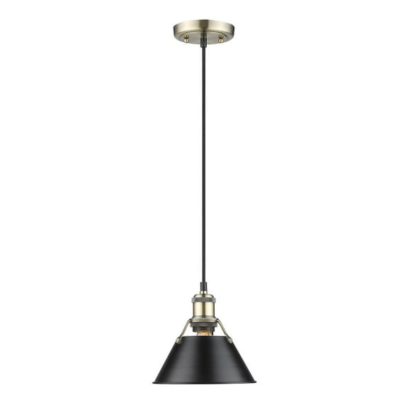 Yep by Golden Lighting Orwell 1-light 8in Pendant in Aged Brass and Matte Black shade