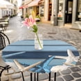 thumbnail image 6 of Coastal Starfish Round Tablecloth for 36-44 Inch Tables,Fitted Table Cover with Elastic Edge,Blue Wooden Grain Seashells Country Waterproof Outdoor Table Cloth Protector for Patio Garden Dinner, 6 of 9