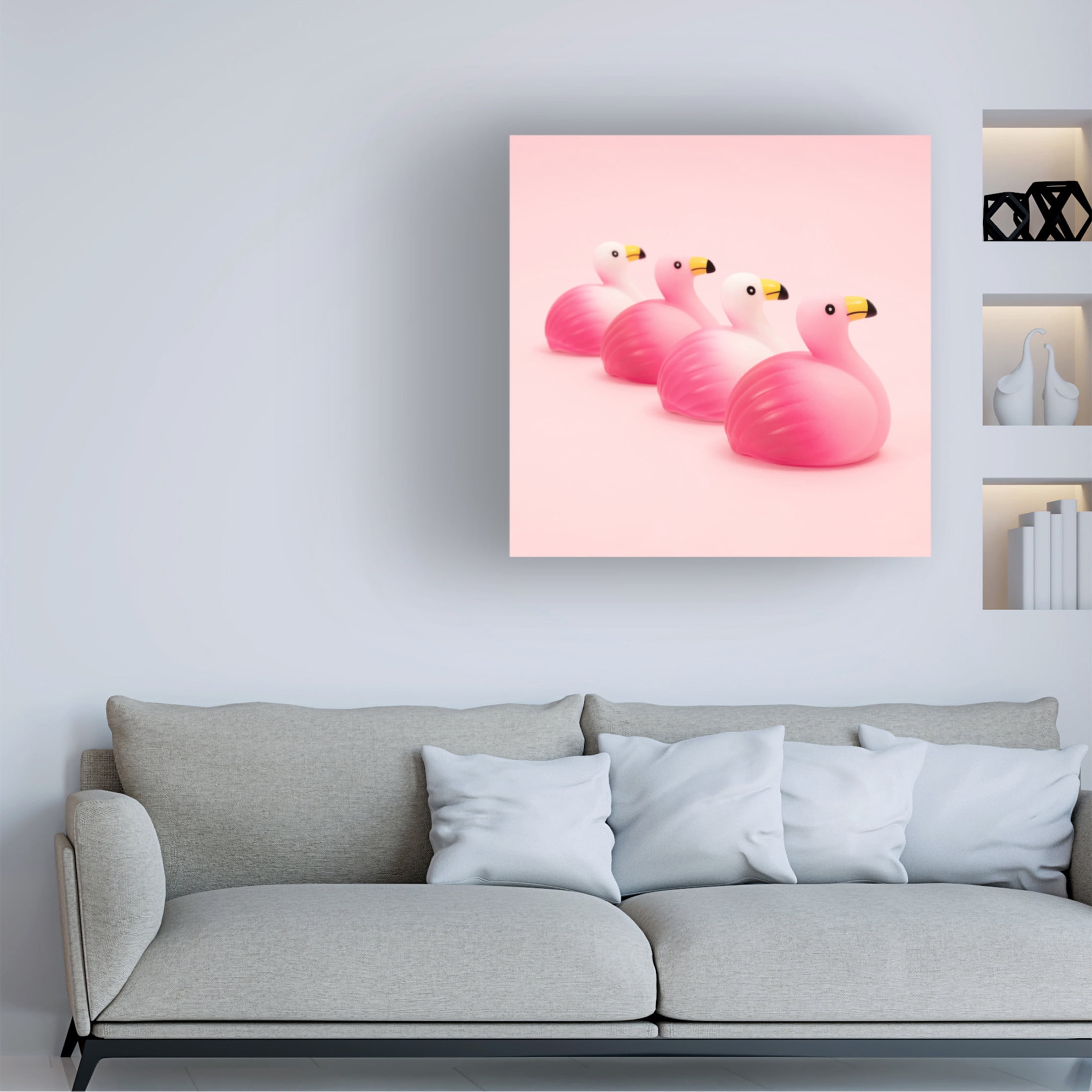 Canvas Wall Art - Julia Ramiro 'Flamencos.3' Wall Art for Living Room, Bedroom, or Office Décor by Trademark Fine Art - 35 x 35 Inches