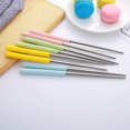 thumbnail image 4 of Stainless Steel Chopsticks Spoon Fork Cutlery Set Ceramic Handle Portable Tableware with Case for Travel Home Camping (Pink), 4 of 7