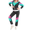 thumbnail image 1 of Fortune 90s Hip Hop Tracksuit, Patchwork Long Sleeve Coat Long Pants for Women, 1 of 7