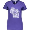thumbnail image 3 of Inktastic Wisconsin Silhouette Mandala Women's V-Neck T-Shirt, 3 of 5
