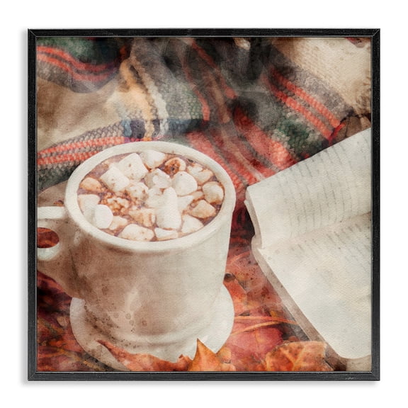 Stupell Industries French Country Autumn Cocoa & Book Black Framed Giclee Art, 12 x 12, by LSR Design Studio