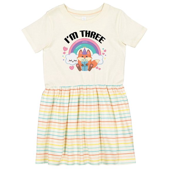 Inktastic 3rd Birthday Party Girl Fox Girls Toddler Dress