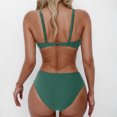 thumbnail image 3 of QUNYINEY Swimsuit for Women Green Bikini Pleated Bathing Suit High Waisted Swimsuit Sets, 3 of 5