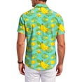thumbnail image 4 of QHRMKOG Mens Beach Shirts Loose Fit Tropical Print Short Sleeve Hawaiian Shirts Breathable Holiday Button Down Beach Shirt Summer Trendy Shirts Yellow 4XL, 4 of 6