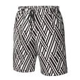 thumbnail image 2 of Yiaed Black White Stripes Print Men's Swim Trunks with Lining Quick Dry Sports Shorts Beach Shorts Boardshorts-Large, 2 of 5
