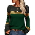 thumbnail image 1 of MKLEKYY Sweaters for Dogs Women's Casual Crew Neck Matching Striped Pullover Sweater, 1 of 5