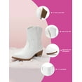 thumbnail image 4 of PatPat Girls White Cowboy Boots Size 6, Mid Calf Platform Horse Riding Shoes Embroidered Pointed Toe Cowboy Boots with Side Zipper, 4 of 7