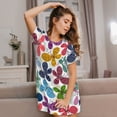 thumbnail image 3 of Daiia Colorful Butterflies Print Women's Nightshirt Soft Nightgowns for Women Short Sleeve dress Short-sleeved Sleepwear, 3 of 6