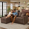 thumbnail image 6 of Muumblus Convertible Pull Out Sofa Bed, L-Shaped Sectional Sleeper Couch with Storage Chaise, Brown Polyester, 6 of 11