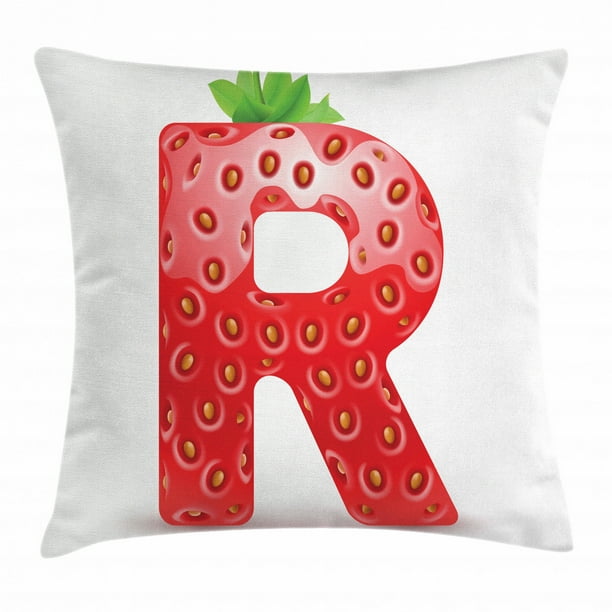 Letter R Throw Pillow Cushion Cover, Food Elements in Such a Way