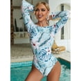 thumbnail image 4 of Charmo Womens Rash Guard One Piece Bathing Suits Open Back Long Sleeves Monikini Swimsuit, 4 of 6