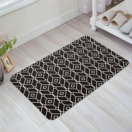 

Geometric Sponge Doormat Indoor Bathroom Mat Absorb Water Non Slip Washable Mud Dirt Trapper Mats Rugs for Entranceinch Abstract Black Square Rhombus Texture 24x16 Inch