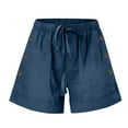 thumbnail image 3 of TRUBKH shorts for women athletic shorts for women linen shorts womens shorts casual bermuda shorts for women Summer Large Size Elastic Decorative Buttons Pocket Casual Shorts Dark Blue M, 3 of 6